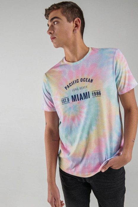 Camiseta estampada, cuello redondo, manga corta