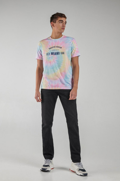 Camiseta estampada, cuello redondo, manga corta