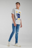 Camiseta estampada, cuello redondo, manga corta