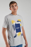 Camiseta estampada, cuello redondo, manga corta