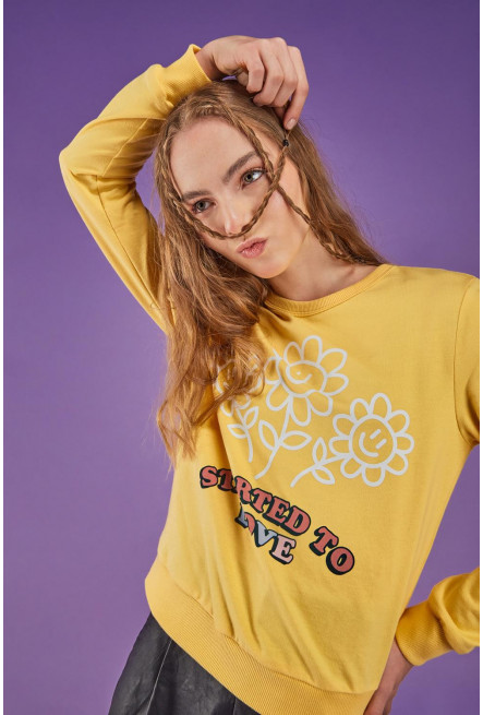 Buzo cuello redondo estampado.