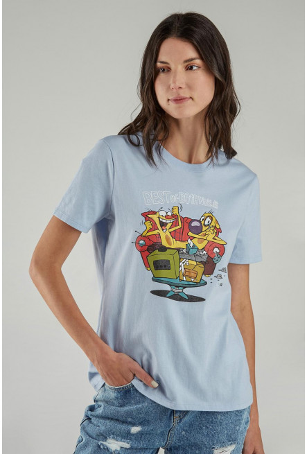 Camiseta manga corta estampado de CatDog.