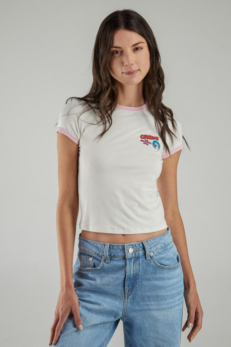 Camiseta manga corta estampado de  Coraje, el Perro Cobarde.