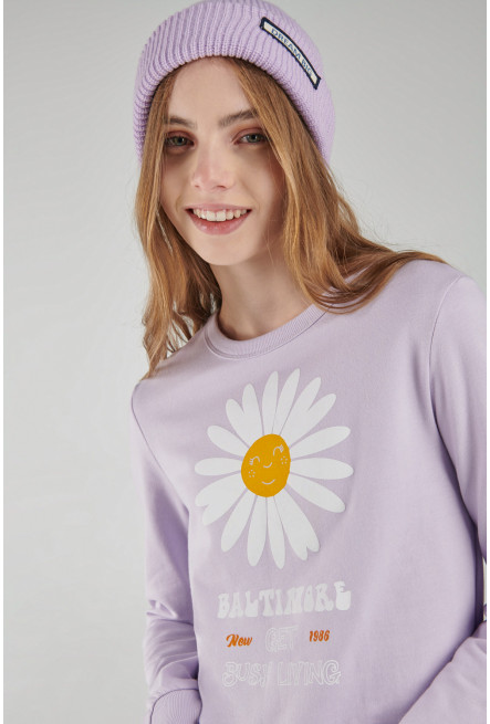 Buzo cuello redondo estampado.