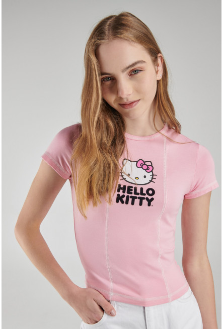 Camiseta manga corta, estampado de Hello Kitty