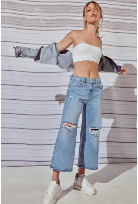 Jean culotte tiro alto