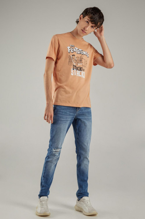 Camiseta manga corta, estampado de Los Picapiedra
