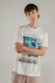 Camiseta estampada, cuello redondo, manga corta