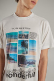 Camiseta estampada, cuello redondo, manga corta