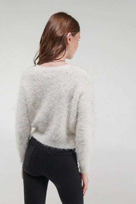Suéter cuello redondo afelpado