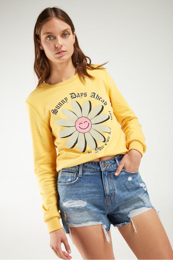 Short denim tiro alto